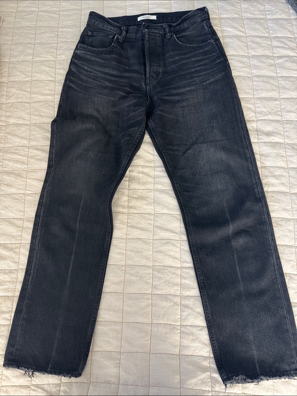 Moussy Black Washed Straight-Leg Jeans
